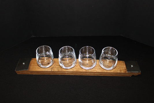 Four Glass Whiskey Bourbon Barrel Flights