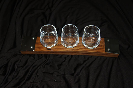 Three Glass Whiskey Bourbon Barrel Flights